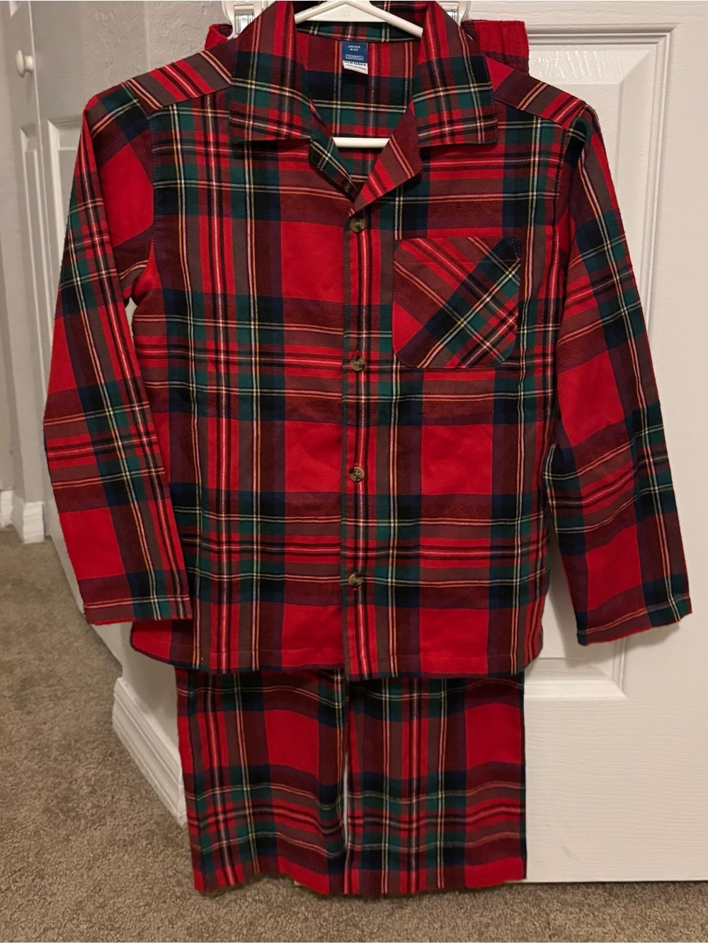 Old Navy Red Plaid Kids Pajama Set